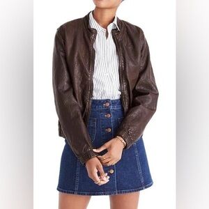 Madewell Brown Leather Aviator Jacket
